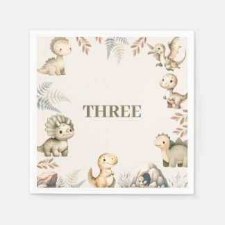 Roaring Boho Dinosaur Theme Birthday Napkin