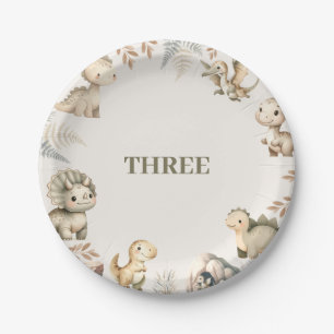 Roaring Boho Dinosaur Theme Birthday Paper Plate