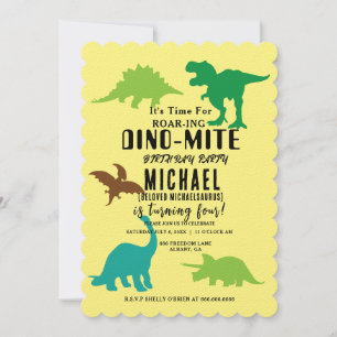 Roaring Dino-mite Party Dinosaurs Birthday Invitation