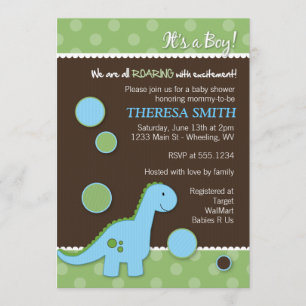Roaring Dinosaur Baby Shower Invitations