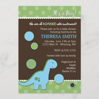 Roaring Dinosaur Baby Shower Invitations