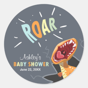 Roaring Dinosaur Baby Shower Sticker Envelope Seal