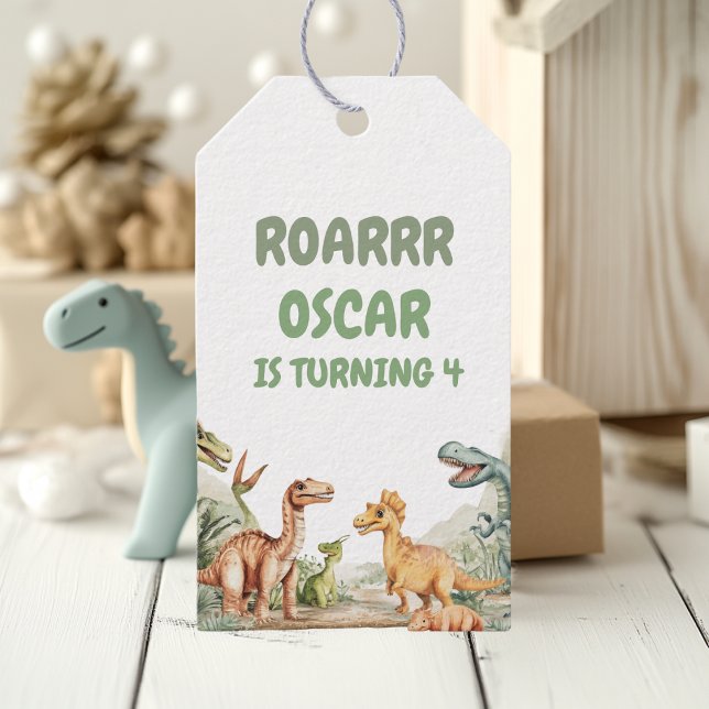 Roaring Dinosaur Birthday Party  Gift Tags (Creator Uploaded)