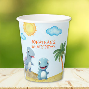 "Roaring Dinosaur Party Boys Birthday Paper Cups