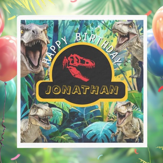 Roaring Excitement for Prehistoric Birthday Napkin (Unleash the roar of excitement and create unforgettable memories today!)