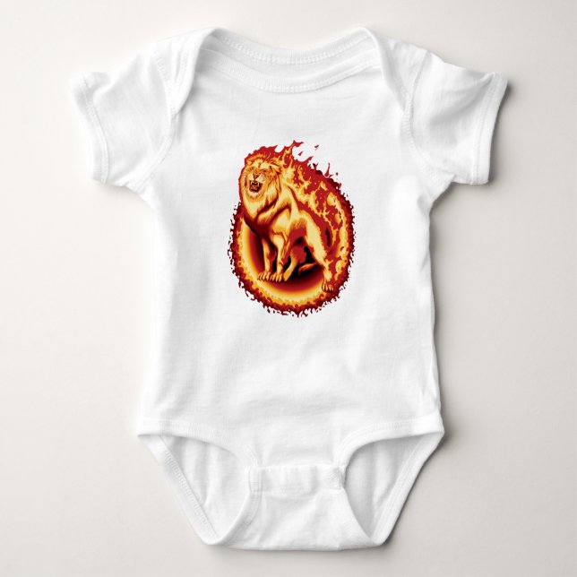 Roaring Fire Lion Baby Bodysuit (Front)