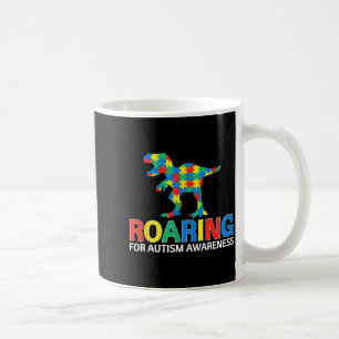 Roaring for autism awareness t rex dinosaur boys coffee mug