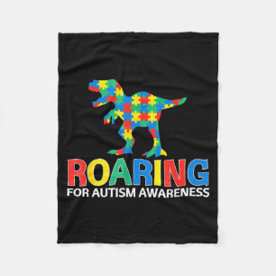 Roaring for autism awareness t rex dinosaur boys fleece blanket