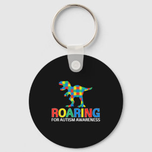 Roaring for autism awareness t rex dinosaur boys key ring