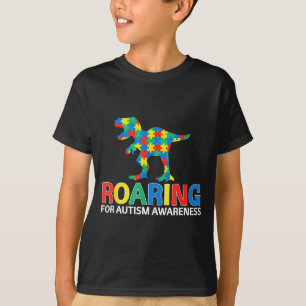 Roaring for autism awareness t rex dinosaur boys T-Shirt