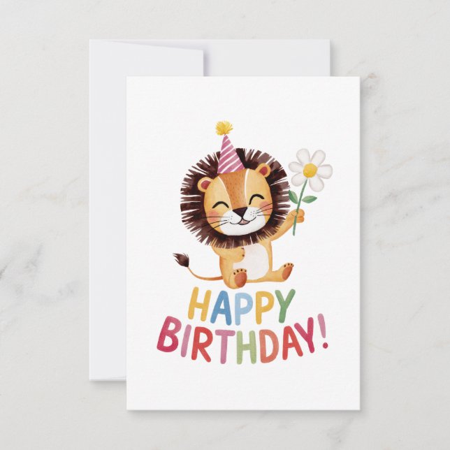 Roaring Fun Lion Birthday Design  Thank You Card (Front)