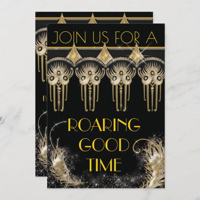 Roaring Gatsby Bling Party Invitations (Front/Back)