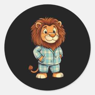 Roaring Giggles_ Lion In Pajama Costume For Sleepy Classic Round Sticker