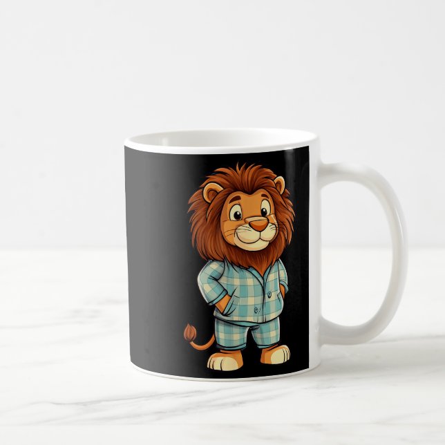 Roaring Giggles_ Lion In Pajama Costume For Sleepy Coffee Mug (Right)