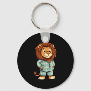 Roaring Giggles_ Lion In Pajama Costume For Sleepy Key Ring