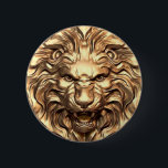 Roaring gold lion head 6 cm round badge<br><div class="desc">Roaring Gold Lion Head Button.</div>