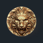 Roaring gold lion head 6 cm round badge<br><div class="desc">Roaring Gold Lion Head Button.</div>