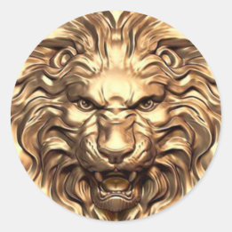 Roaring Gold Lion Head Classic Round Sticker