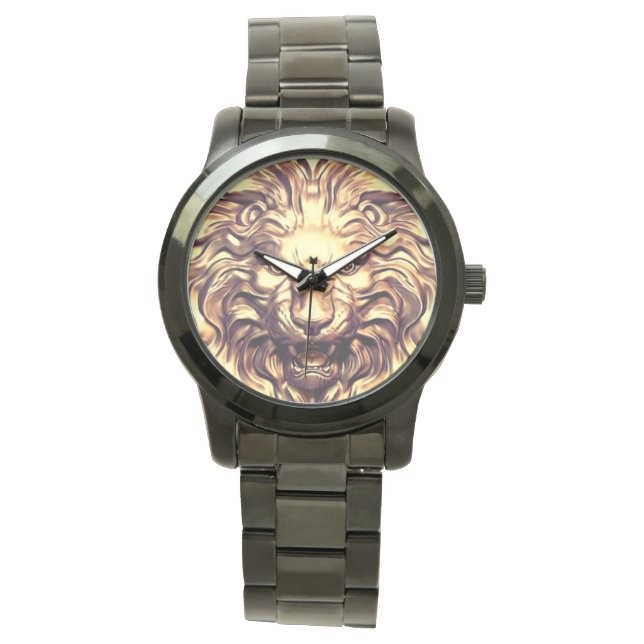 Roaring Gold Lion Head eWatch Watch (Front)