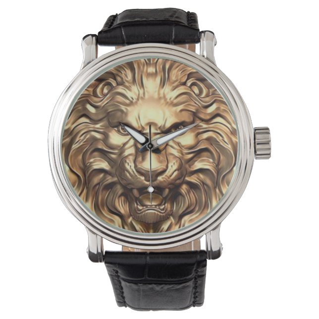 Roaring Gold Lion Head eWatch Watch (Front)