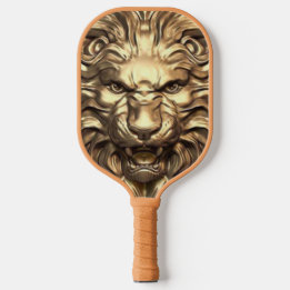 Roaring Gold Lion Head. Personalise Pickleball Paddle