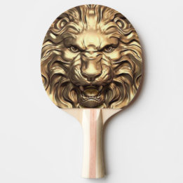 Roaring Gold Lion Head. Personalise Ping Pong Paddle
