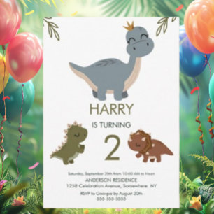 Roaring Good Time Boho Dinosaur Theme  Invitation