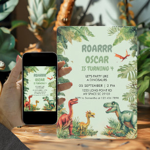  Roaring Good Time Dino Party Invite