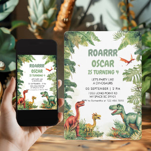 Roaring Good Time Dino Party Invite