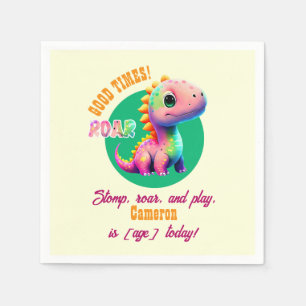 Roaring Good Times Dinosaur Any Age Birthday party Napkin