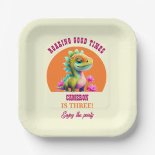 Roaring Good Times Dinosaur Any Age Birthday Party Paper Plate