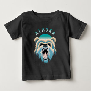 Roaring Grizzly Bear Face - Alaska Wildlife Baby T-Shirt