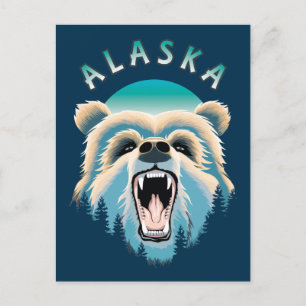 Roaring Grizzly Bear Face - Alaska Wildlife Postcard