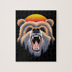 Roaring Grizzly Bear Face Jigsaw Puzzle