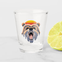 Roaring Grizzly Bear Face