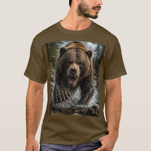 Roaring Grizzly Bear – Hyper-Realistic 3D  T-Shirt