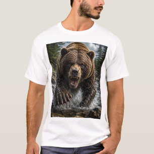 Roaring Grizzly Bear – Hyper-Realistic 3D T-Shirt