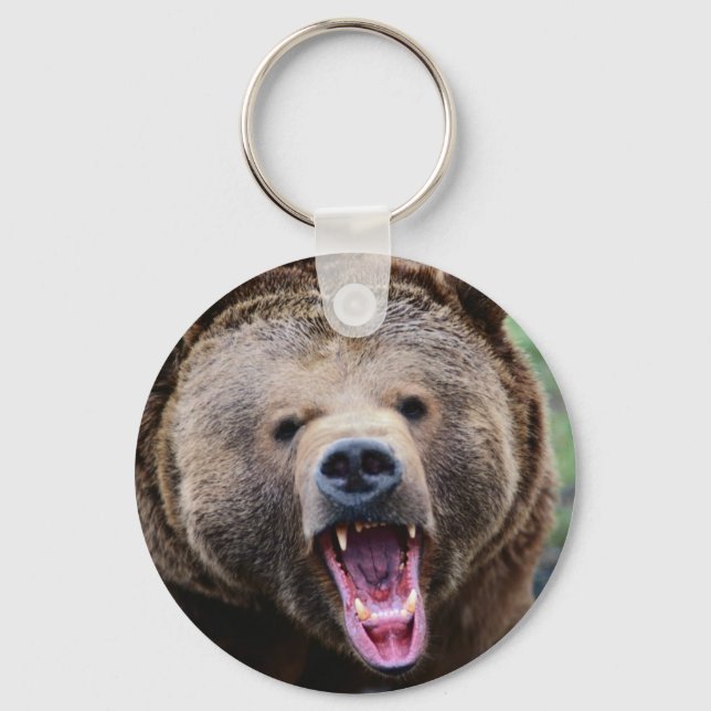 Roaring Grizzly Bear Key Ring (Front)