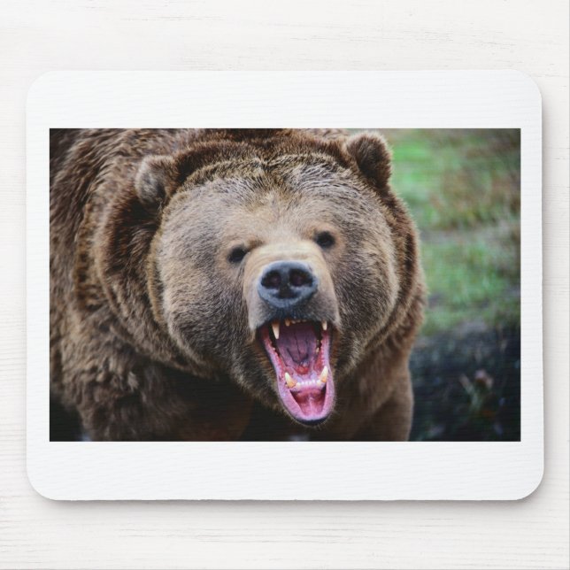 Roaring Grizzly Bear Mouse Mat (Front)