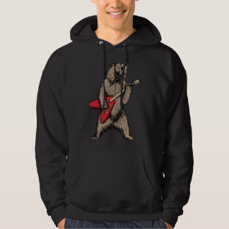 Roaring Grizzly Bear Sweet 80s Electric Guitar Gra Hoodie
