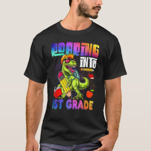 Roaring Into 1st Grade Back To School Rex Dinosau T-Shirt