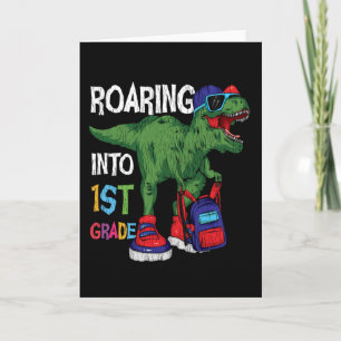 Roaring Into 1st Grade Dinosaur Back To School Kid Card