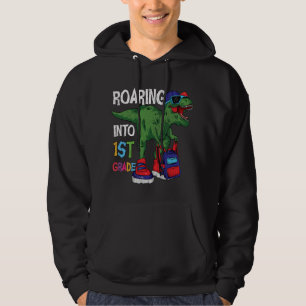 Roaring Into 1st Grade Dinosaur Back To School Kid Hoodie