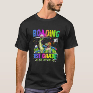 Roaring Into 1st Grade Dinosaur Backpack Back To S T-Shirt