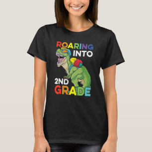 Roaring Into 2nd Grade Back To School Dinosaur Kid T-Shirt