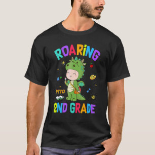 Roaring Into 2nd Grade Dinosaur Back To School T-Shirt