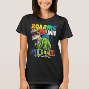 Roaring Into 2nd Grade Dinosaur Backpack Back To S T-Shirt