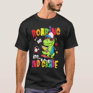 Roaring Into 2nd Grade Dinosaur Boys Kids Back To T-Shirt