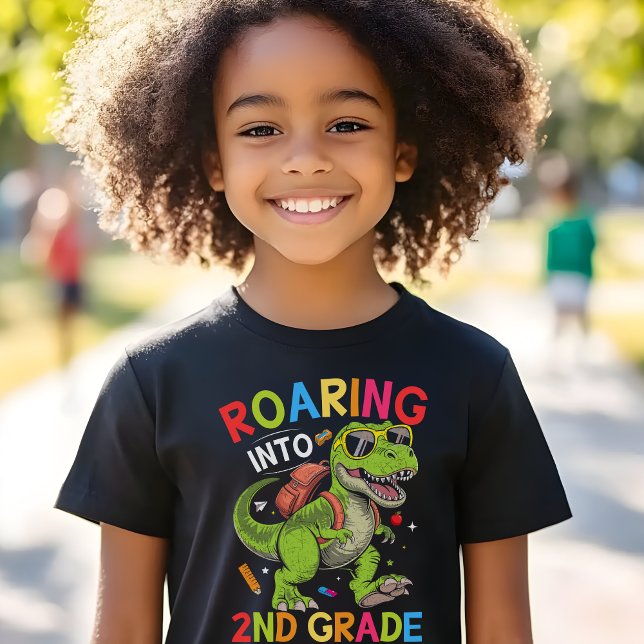 Roaring into 2nd Grade Dinosaur – Cool Back School T-Shirt (Creator Uploaded)