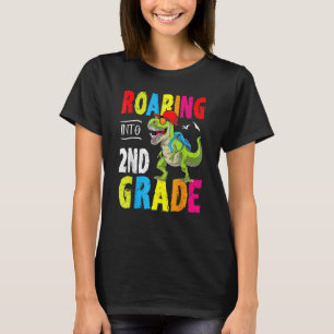 Roaring Into 2nd Grade Dinosaur Teacher Kids Back T-Shirt